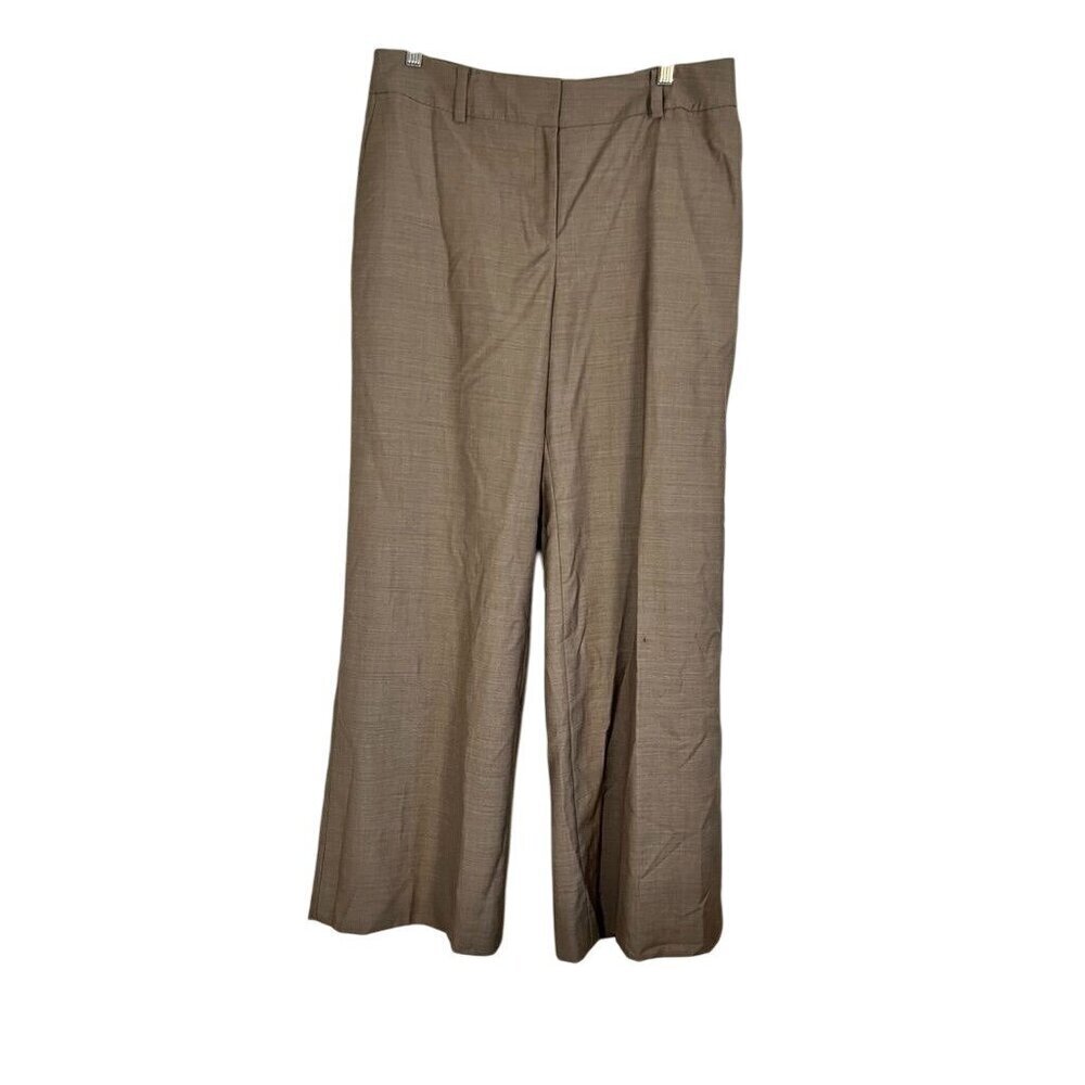 Ann Taylor Wool Brown Wide Leg Trouser Pant 12 Workwear Classic Chic Preppy 80s